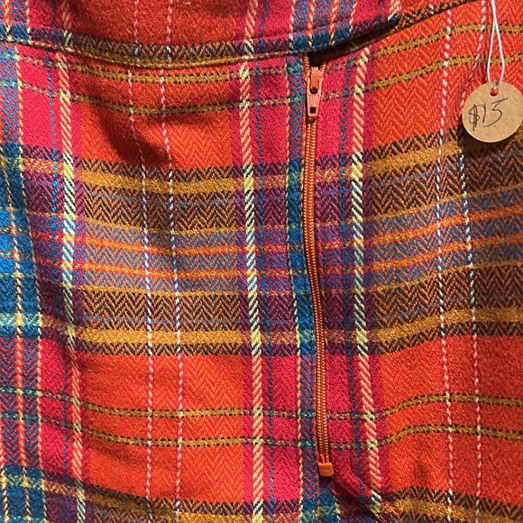 Multi color stripe wrapped skirt with front zipper and button closure. - Picture 4 of 4